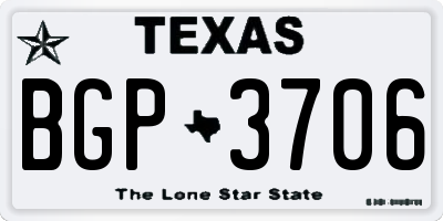 TX license plate BGP3706