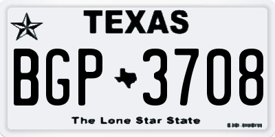 TX license plate BGP3708