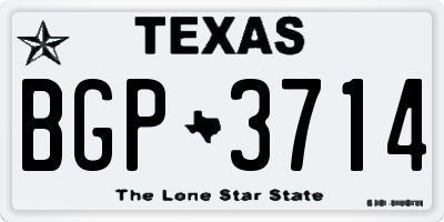 TX license plate BGP3714