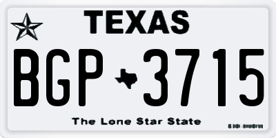 TX license plate BGP3715