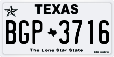 TX license plate BGP3716