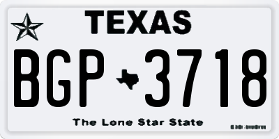 TX license plate BGP3718