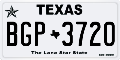 TX license plate BGP3720