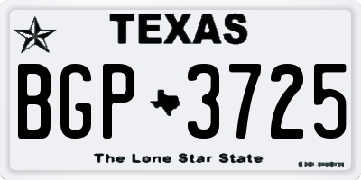 TX license plate BGP3725