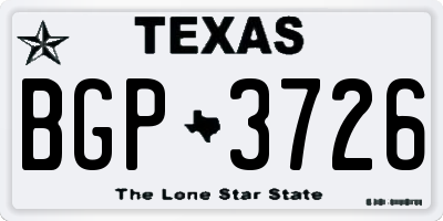 TX license plate BGP3726
