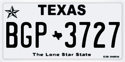 TX license plate BGP3727