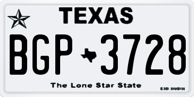 TX license plate BGP3728