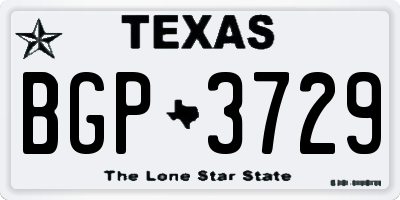 TX license plate BGP3729