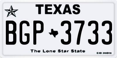 TX license plate BGP3733