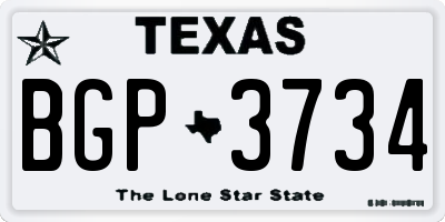 TX license plate BGP3734