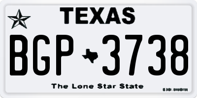 TX license plate BGP3738