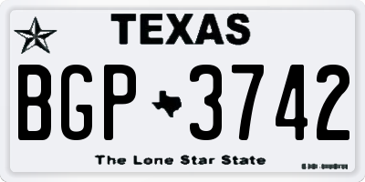 TX license plate BGP3742