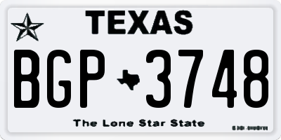 TX license plate BGP3748