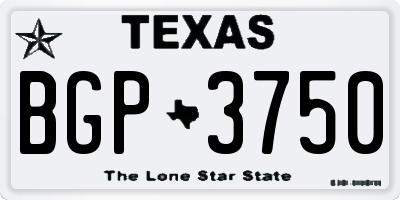 TX license plate BGP3750