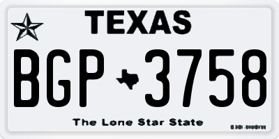 TX license plate BGP3758