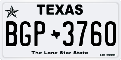TX license plate BGP3760