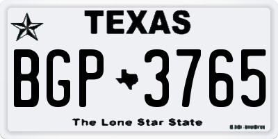 TX license plate BGP3765