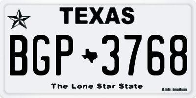 TX license plate BGP3768