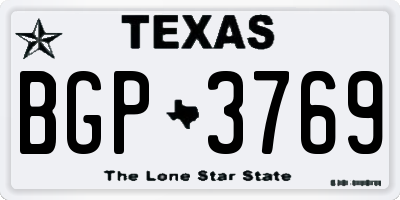 TX license plate BGP3769