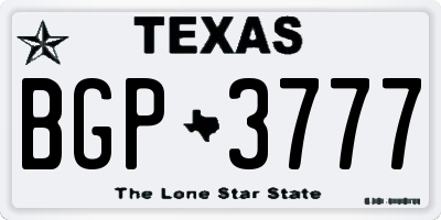 TX license plate BGP3777