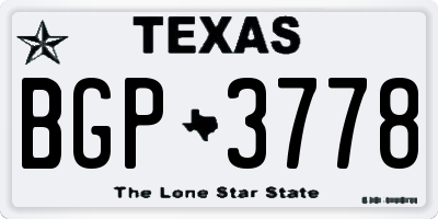 TX license plate BGP3778