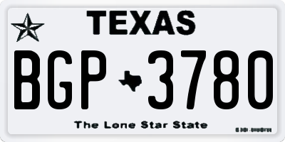 TX license plate BGP3780