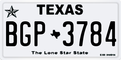 TX license plate BGP3784