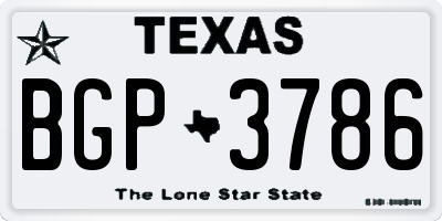 TX license plate BGP3786