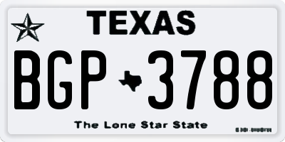 TX license plate BGP3788