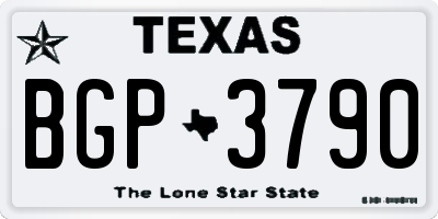 TX license plate BGP3790