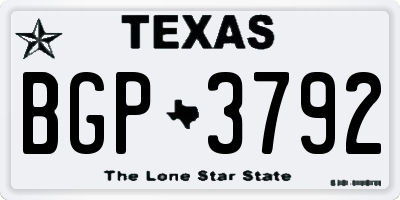 TX license plate BGP3792