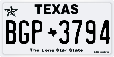TX license plate BGP3794