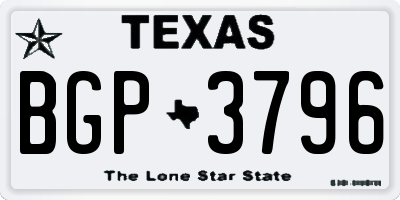 TX license plate BGP3796