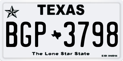 TX license plate BGP3798