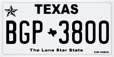 TX license plate BGP3800