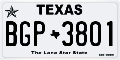 TX license plate BGP3801