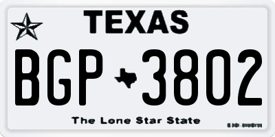 TX license plate BGP3802