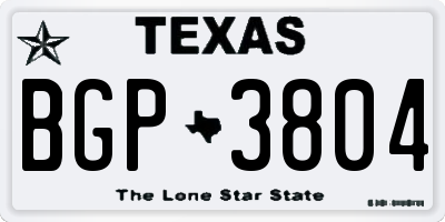 TX license plate BGP3804
