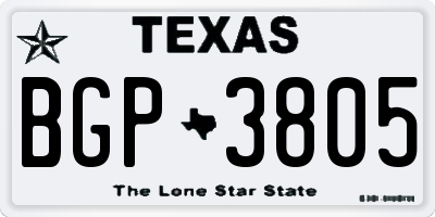 TX license plate BGP3805
