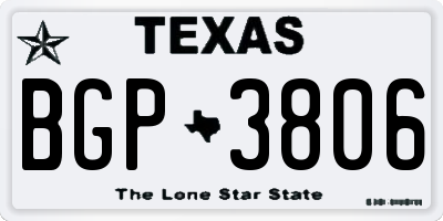 TX license plate BGP3806