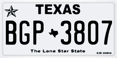 TX license plate BGP3807