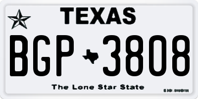TX license plate BGP3808