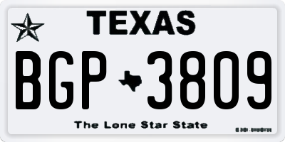 TX license plate BGP3809