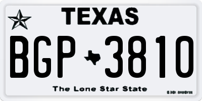 TX license plate BGP3810