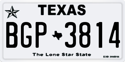 TX license plate BGP3814