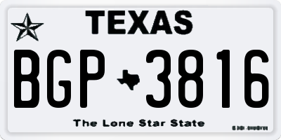 TX license plate BGP3816