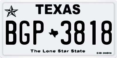 TX license plate BGP3818