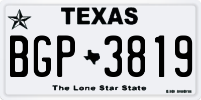 TX license plate BGP3819
