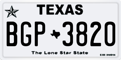 TX license plate BGP3820