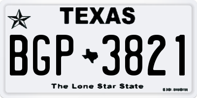 TX license plate BGP3821